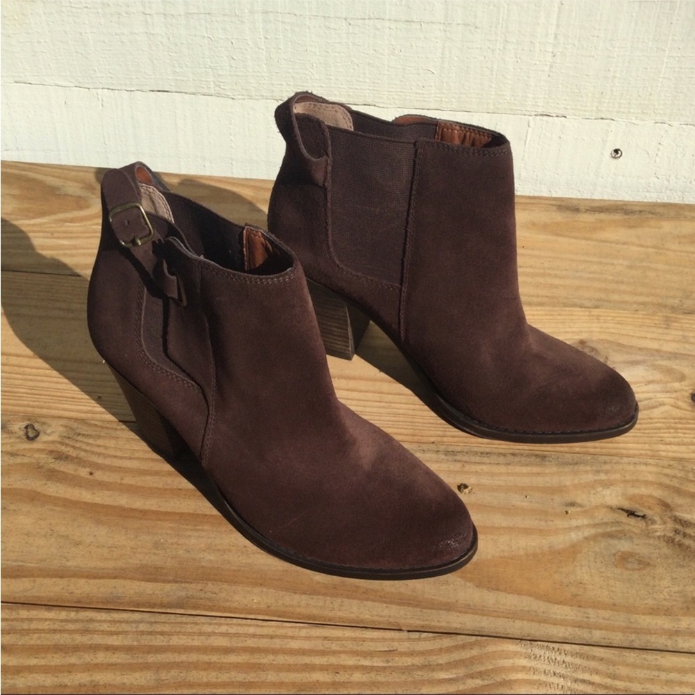 Lucky Brand Esperanza Brown Ankle Booties with Suede Size 10